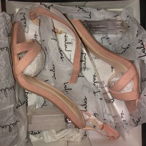 Blush nude block heels